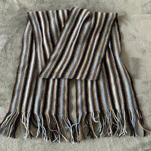William Brunton Hand Knits 100% Lambswool Scarf Made in Scotland Striped